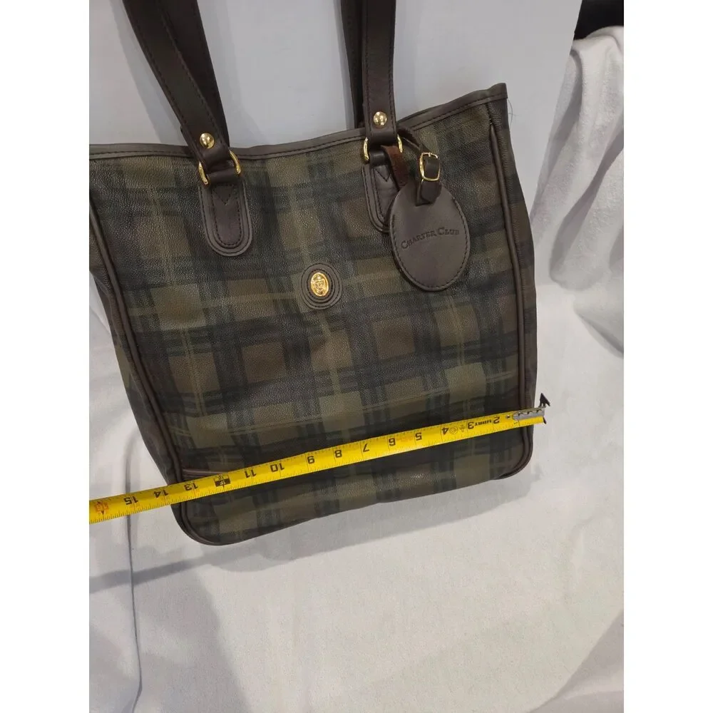 Vintage 90s Charter Club Tartan Plaid Shoulder Tote Bag Dark Academia